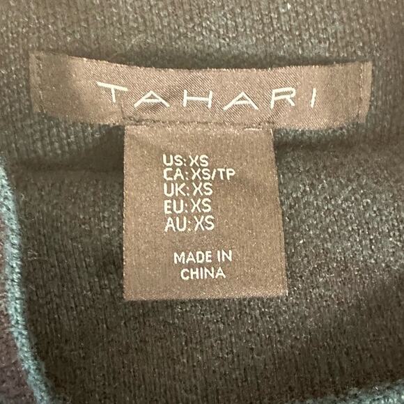 Tahari Sweater Womens XS Green Black Argyle Mock Neck Old Money Preppy Career - Picture 5 of 6